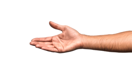 Open hand isolate on transparent background, png, cutout