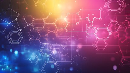 Naklejka premium Abstract Geometric Network of Hexagons and Lines on Gradient Background