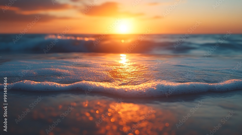 Poster sunset and beach : generative ai