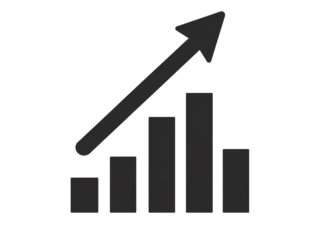 a black graph with arrow pointing up