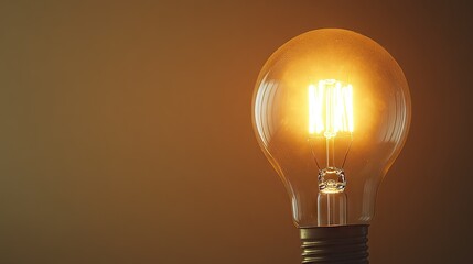Close-up of a light bulb in a lamp socket, with a soft-focus background creating ample room for text or promotional material.