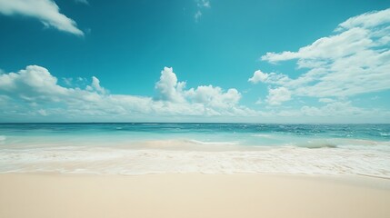 Obraz premium Empty tropical beach background Horizon with sky and white sand : Generative AI