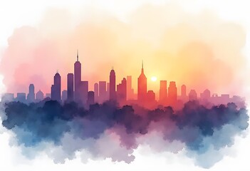 silhouette of town at midnight with sky background, vector
