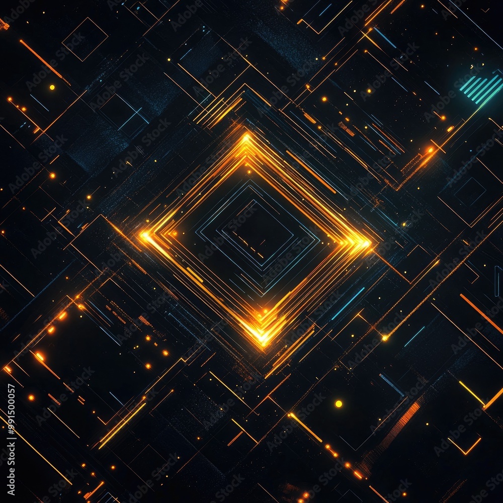 Poster a captivating abstract design featuring glowing lines and geometric shapes, perfect for digital art 