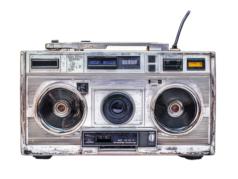 a boom box with speakers