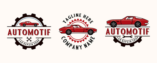 classic car logo set. classic car garage with antique style, for classic car business, old car repair and restoration