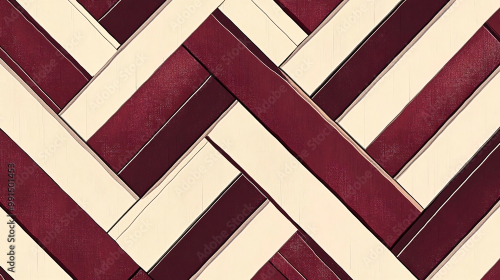 Poster abstract geometric pattern with red and cream stripes.
