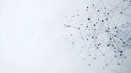 Abstract Network of Interconnected Black Nodes on a White Background