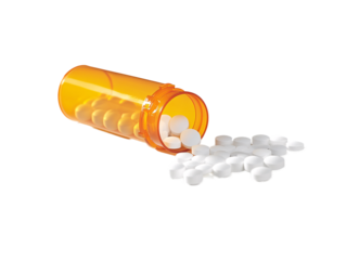 a close-up of a bottle of pills