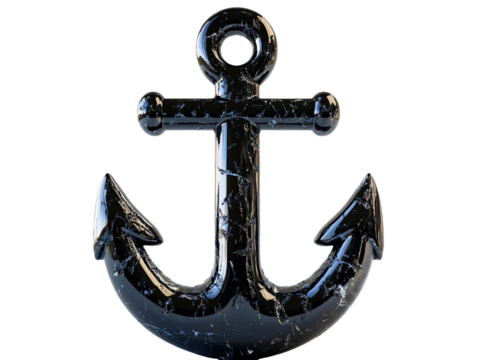 a black anchor with cracked paint