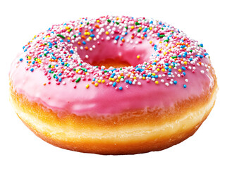 a pink donut with sprinkles