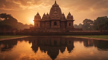 Indian temple at sunset