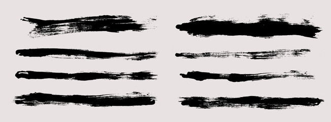 Brush strokes vector. Painted rectangles collection. Grunge long text boxes or textured backgrounds set.