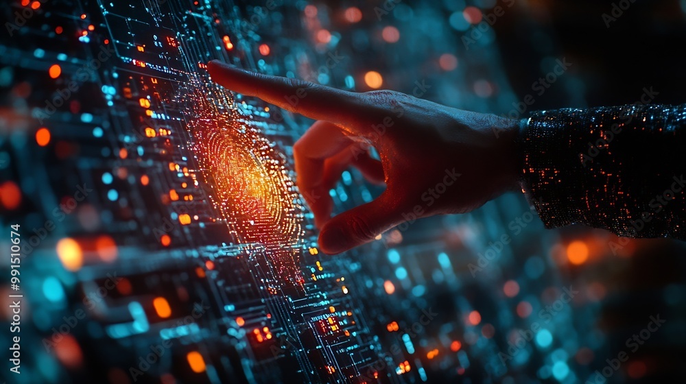 Fototapete Businessman hand touching of digital data network transformation for next generation technology on cyberspace Internet network and digital software development Algorithm Metaverse and  : Generative AI