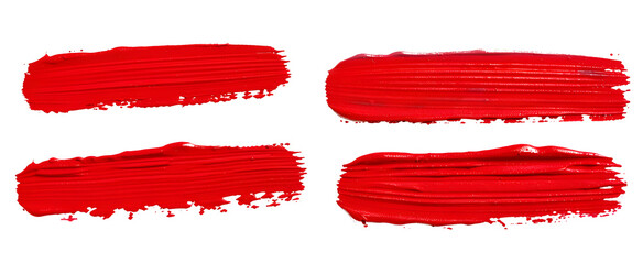 Set of red marker paint texture. Stroke isolated on white background