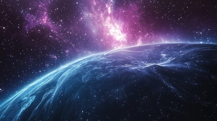 Fototapeta premium Picture shimmering auroras in space, with undulating waves of light and color dancing across a star-studded backdrop.