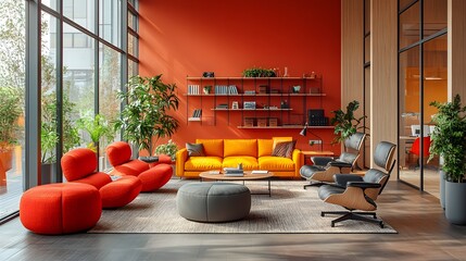 Collaborative open-plan office with modern workstations and bright design