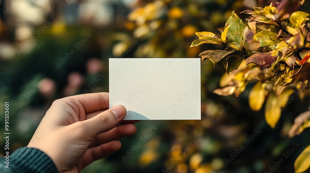 Poster hand holding holiday post card mock up blank empty mockup : generative ai