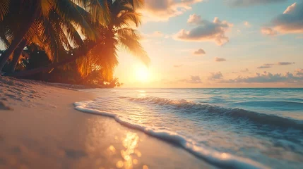 Fotobehang Art Beautiful sunrise over the tropical beach : Generative AI © The Little Hut