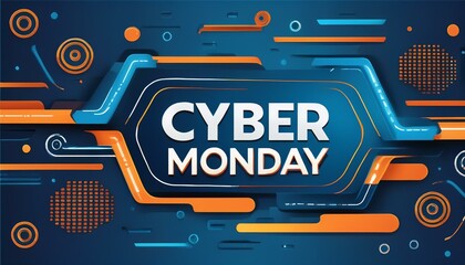Contemporary cyber monday promotional banner design layout template