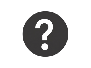 a black circle with a white question mark in it