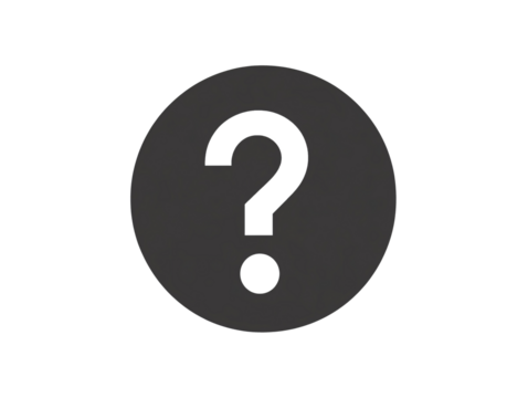 a black circle with a white question mark in it
