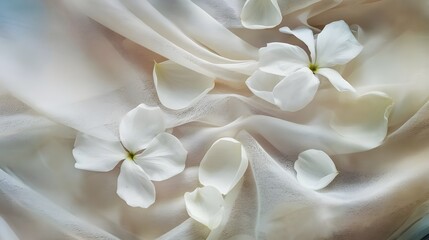White Flowers and Fabric Abstract Background