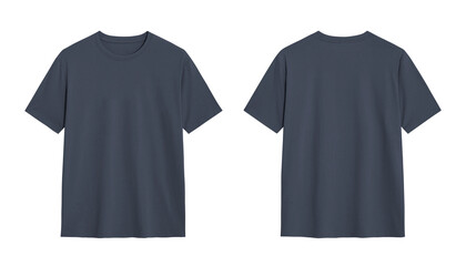 Two grey t shirts side by side, one facing front and one facing back