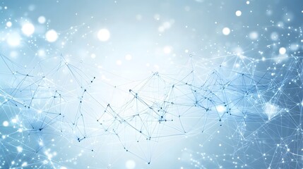 Abstract Network of Interconnected Lines and Nodes with Glowing Lights on a Blue Background