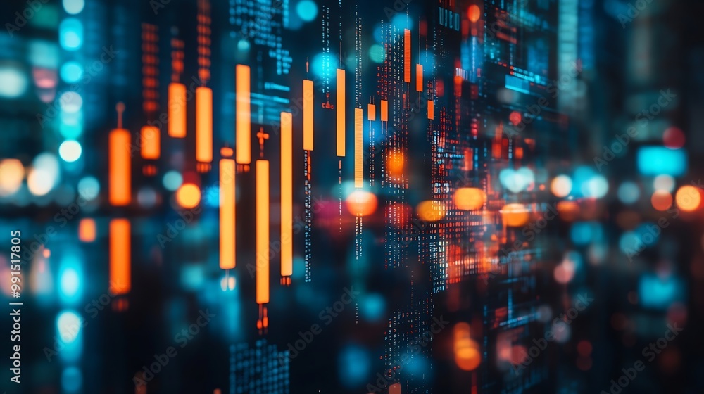 Poster stock market or forex trading graph and candlestick chart suitable for financial investment concept 
