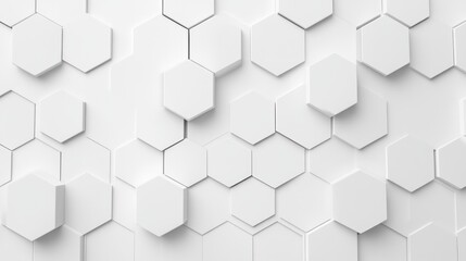 Fototapeta premium 3D render of a white hexagon pattern on a wall, against a white background, simple and minimalistic, in a flat lay composition.