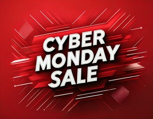 Cyber monday sale text on a creative red background for banner or header in web design