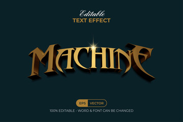 Obraz premium Machine Text Effect 3D Gold Curve Style. Editable Text Effect.