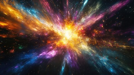 Fototapeta premium Capture an explosion of radiant energy and light in a distant corner of the universe, with vibrant colors and intense luminosity.