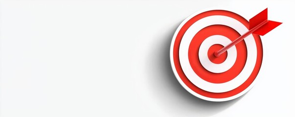Target bullseye with arrow on white isolated background.