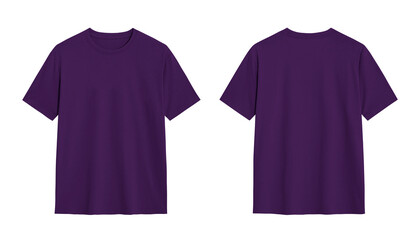 Mockup of Two Purple T shirts with White Background for Design Presentation or Branding