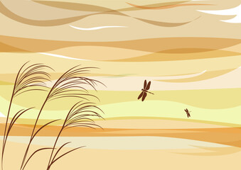 秋の風景　ススキとトンボ © MJ8