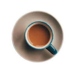 Coffee cup top view isolated on white background. 3d coffee cup top view