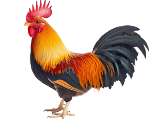 a rooster standing on a white background