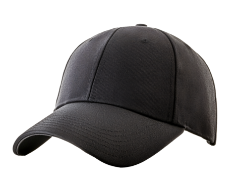 a black baseball cap on a white surface