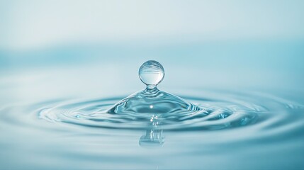 Close-up of a water droplet on a reflective surface, with a clear background providing plenty of space for text or product details.
