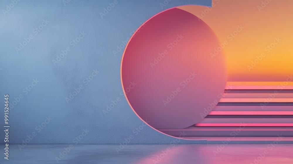 Poster a serene abstract composition featuring soft gradients and geometric shapes, perfect for modern desi