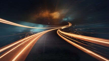 Obraz premium Abstract Tunnel with Lights and Stars