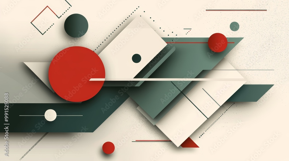 Poster a vibrant abstract composition featuring geometric shapes and dynamic colors, perfect for modern des