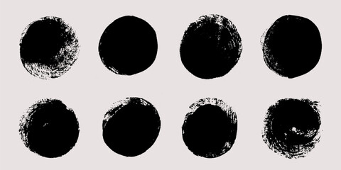 Round brush strokes vector. Painted rounds collection. Grunge text boxes or textured backgrounds set.
