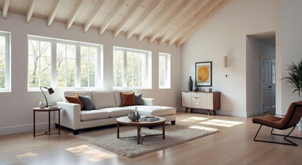 Fototapeta premium modern living room with fireplace