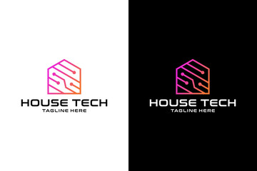 Fototapeta premium home design logo technology vector template white and black background