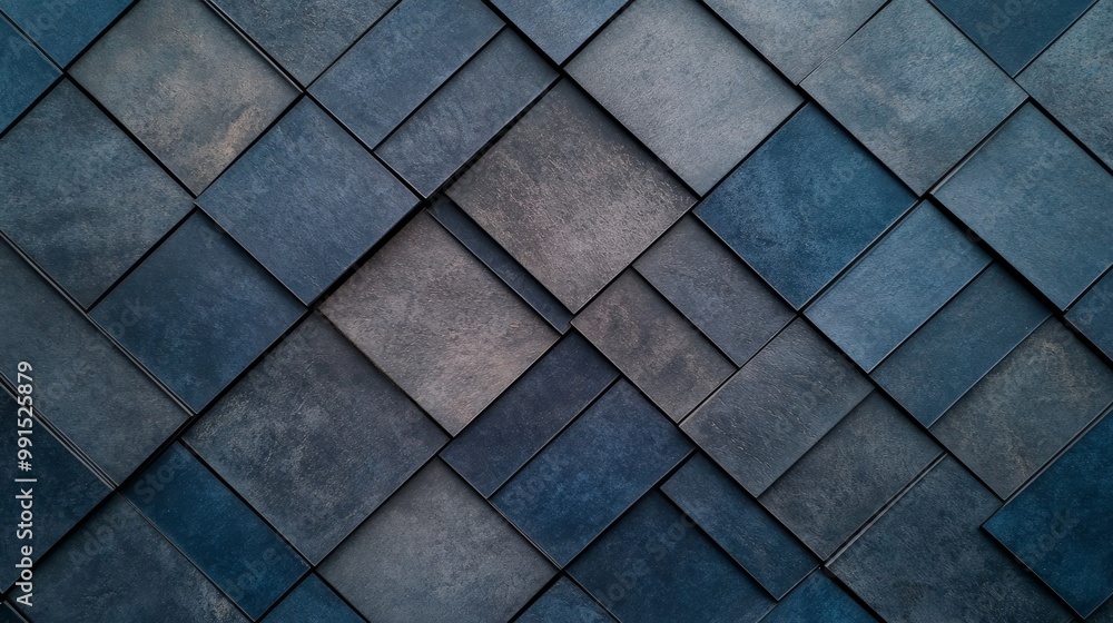 Aufkleber abstract textured background featuring interlocking geometric shapes in shades of blue and gray, cre