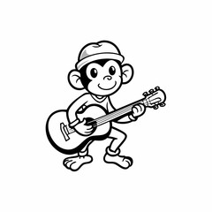 Monkey plays guitar vector illustration