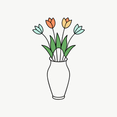 Spring flowers in the vase vector illustration 